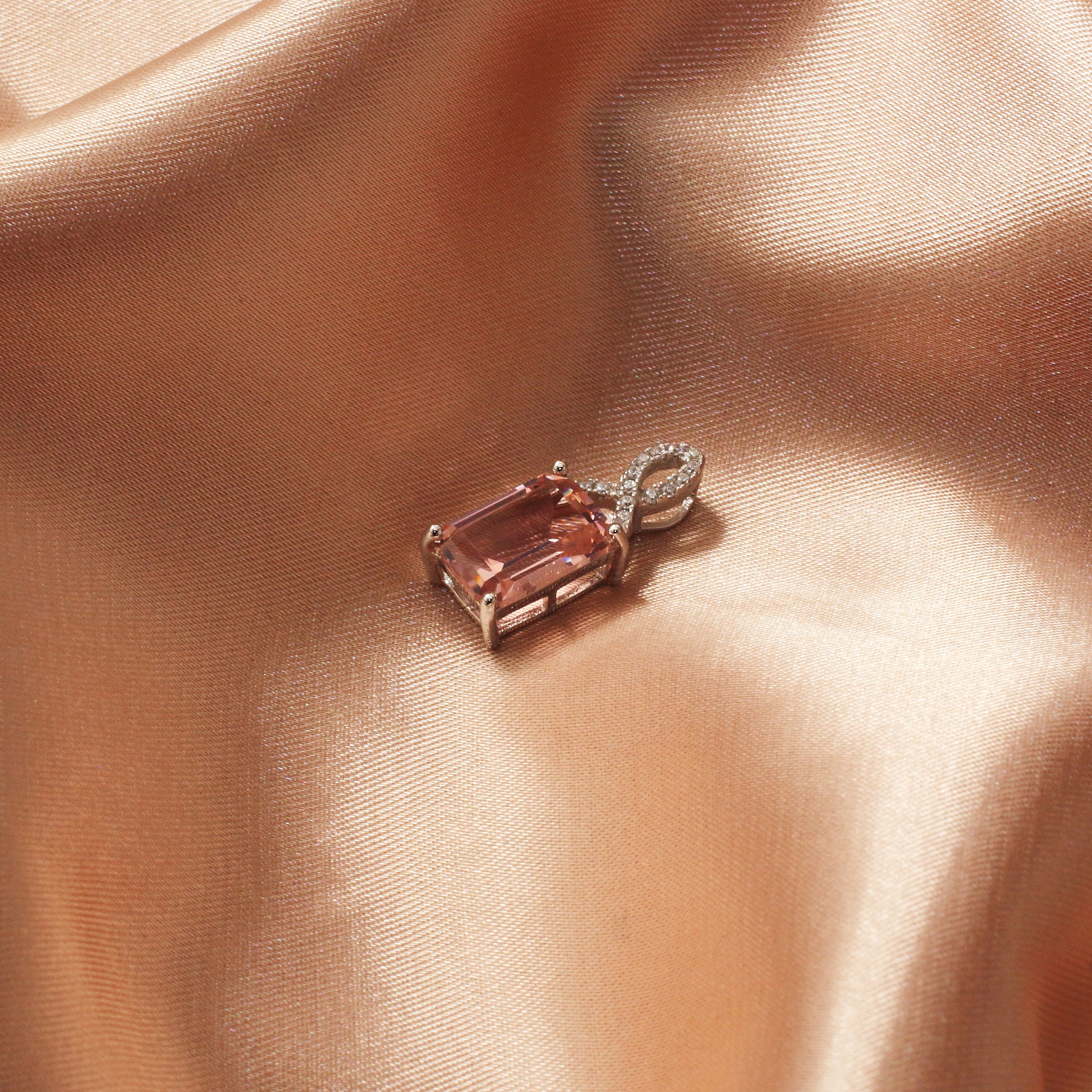 Pink Morganite 925 Sterling Silver Rose Gold Necklace - Chainstones