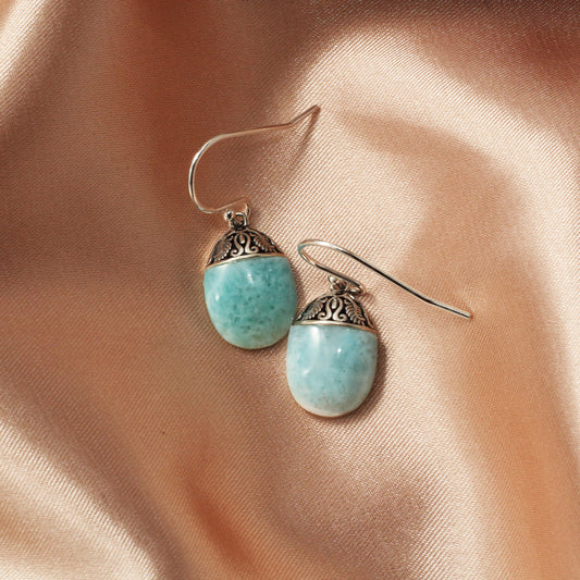Larimar Gemstones Drop Earrings - Chainstones