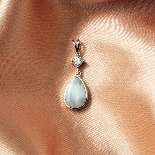 Larimar Teardrop Pendant Necklace - Chainstones