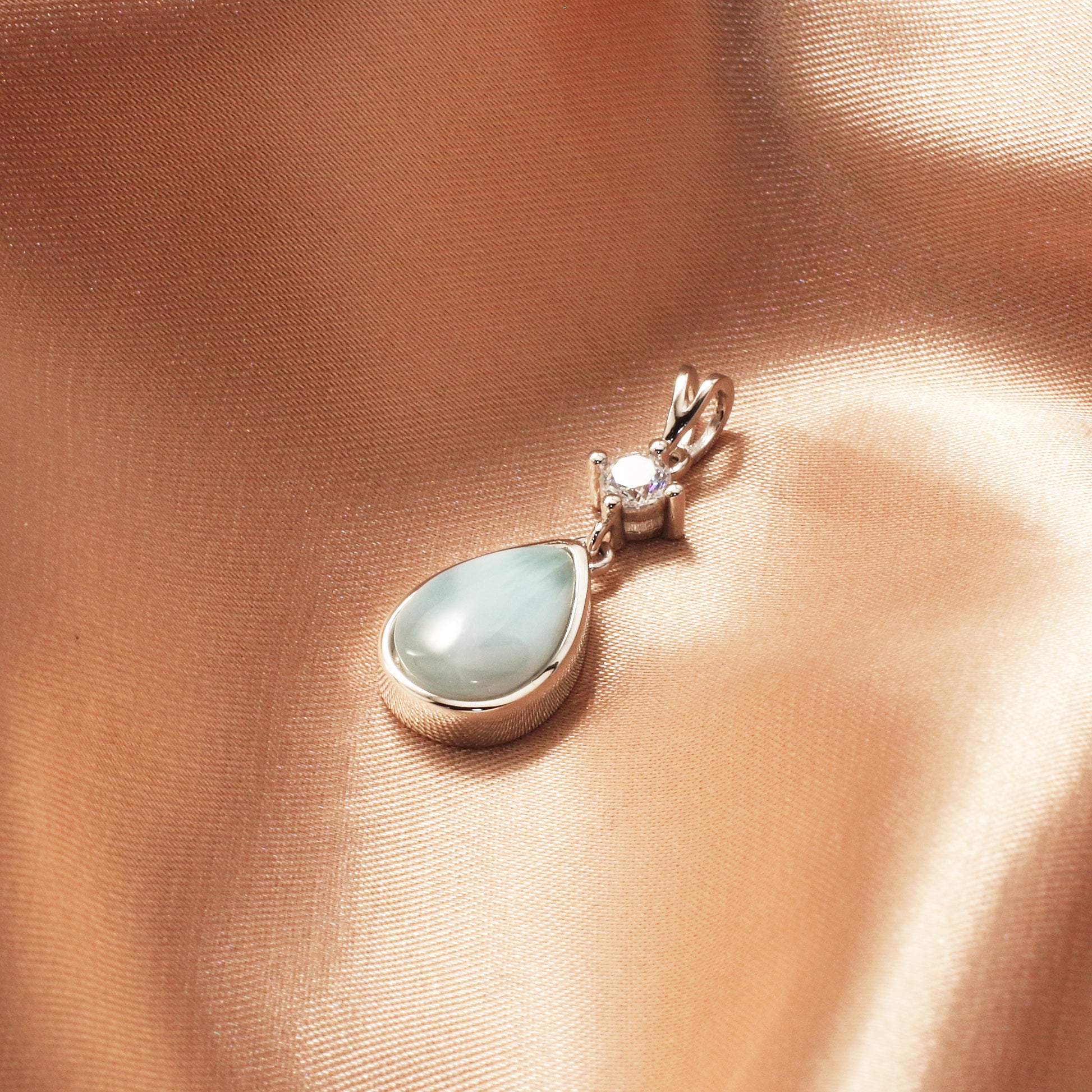 Larimar Teardrop Pendant Necklace - Chainstones
