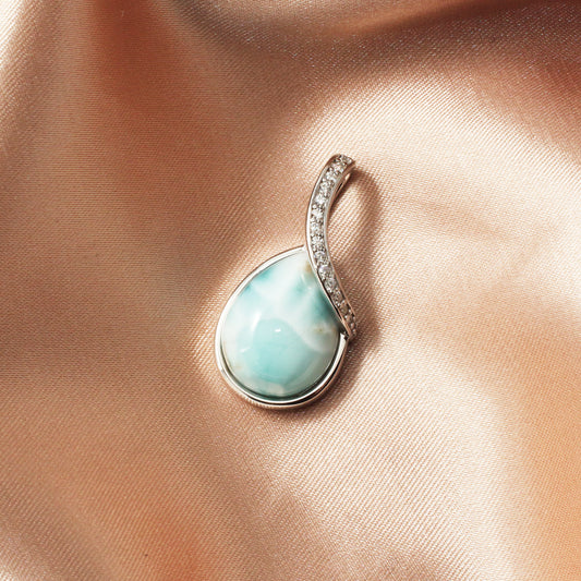 925 Sterling Silver Larimar Gemstones Pendant Necklace - Chainstones