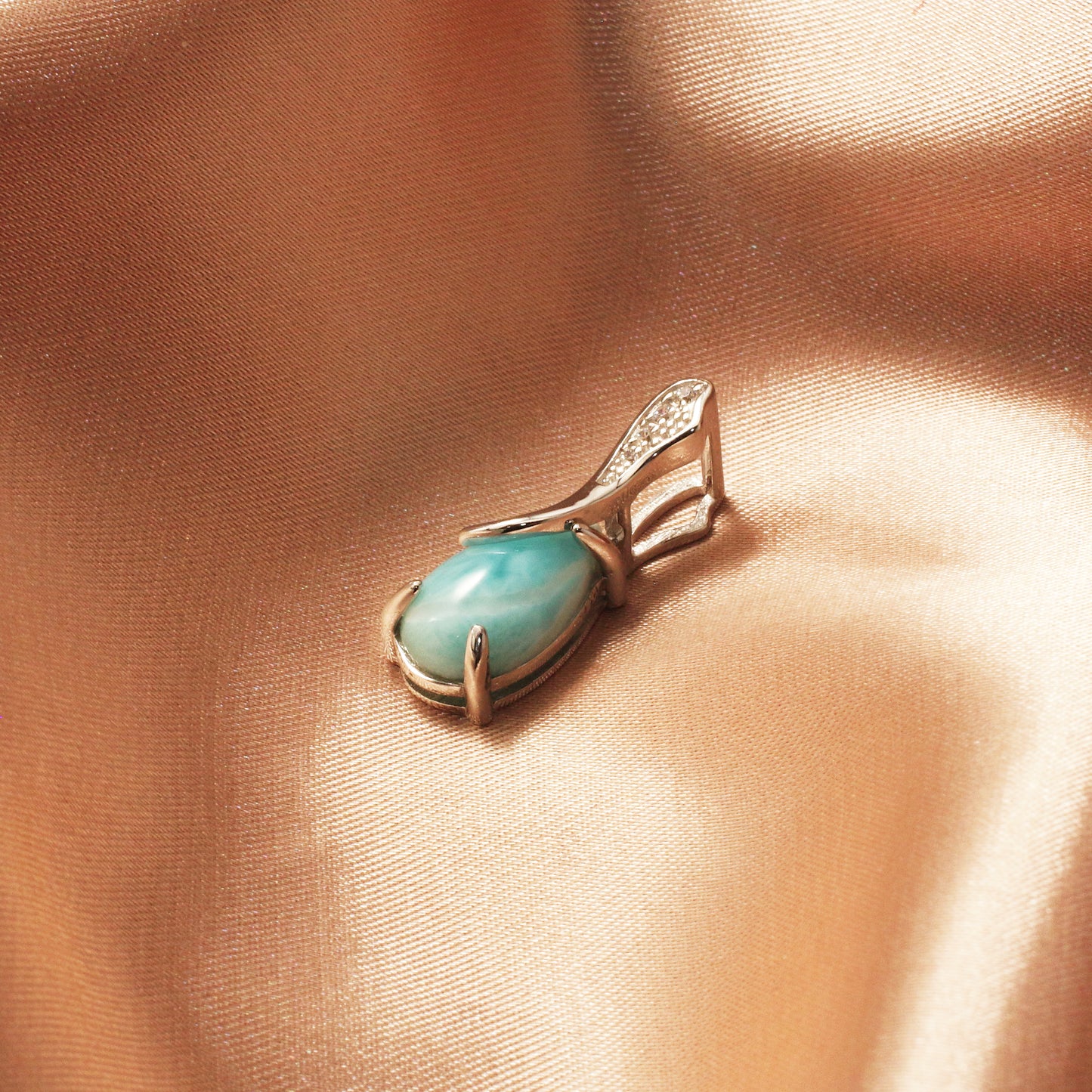 Drop Dominican Larimar Gemstones Silver Necklace - Chainstones