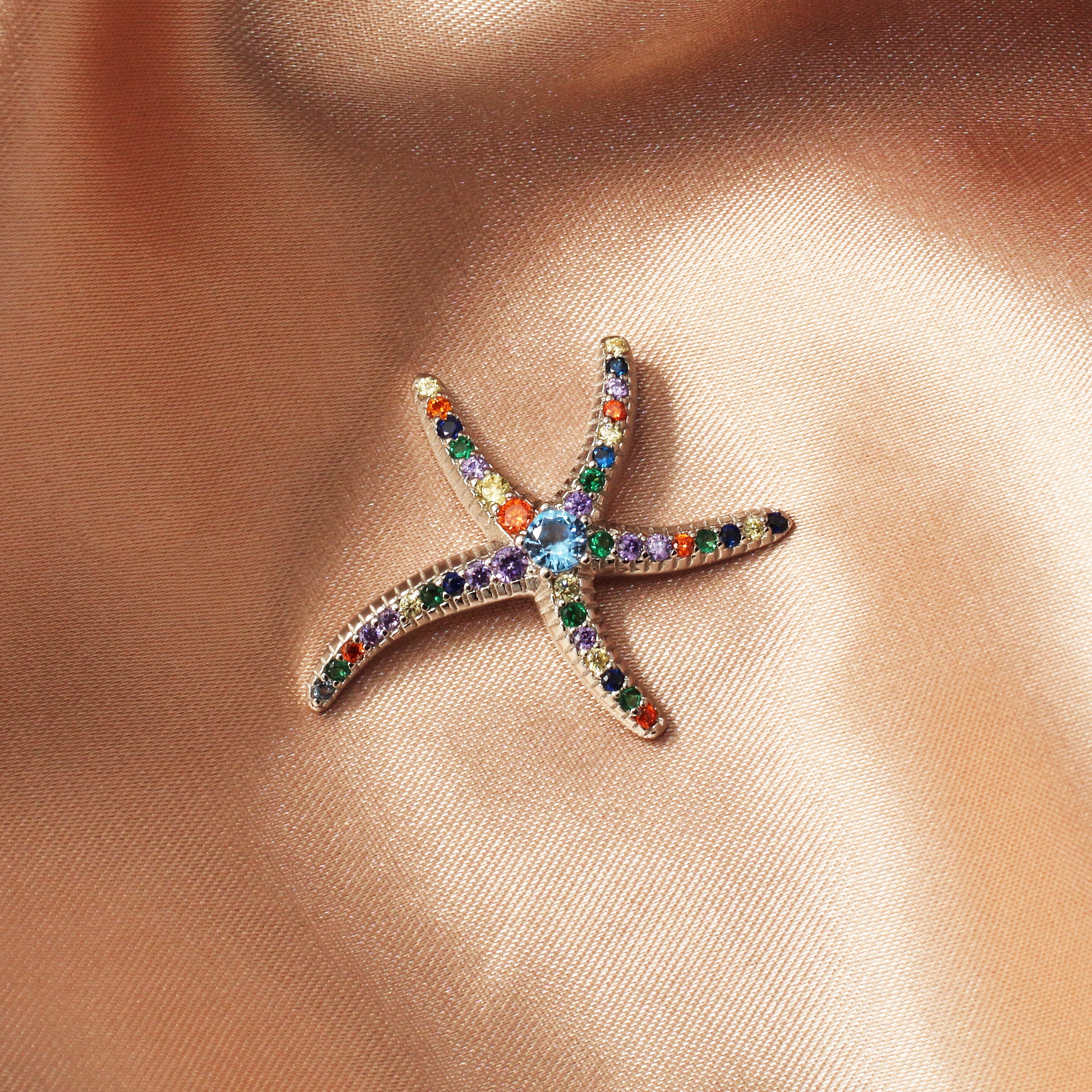 Sterling Silver, Rhodium Plated Crystal Starfish Underwater Pendant - Coast  Boutique