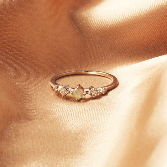 Opals Ring 925 Sterling Silver - Chainstones