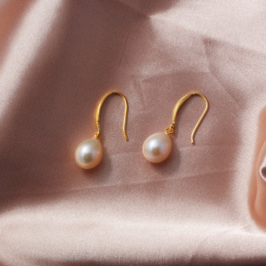 Sterling Silver 14K Gold Pearl Earrings - Chainstones