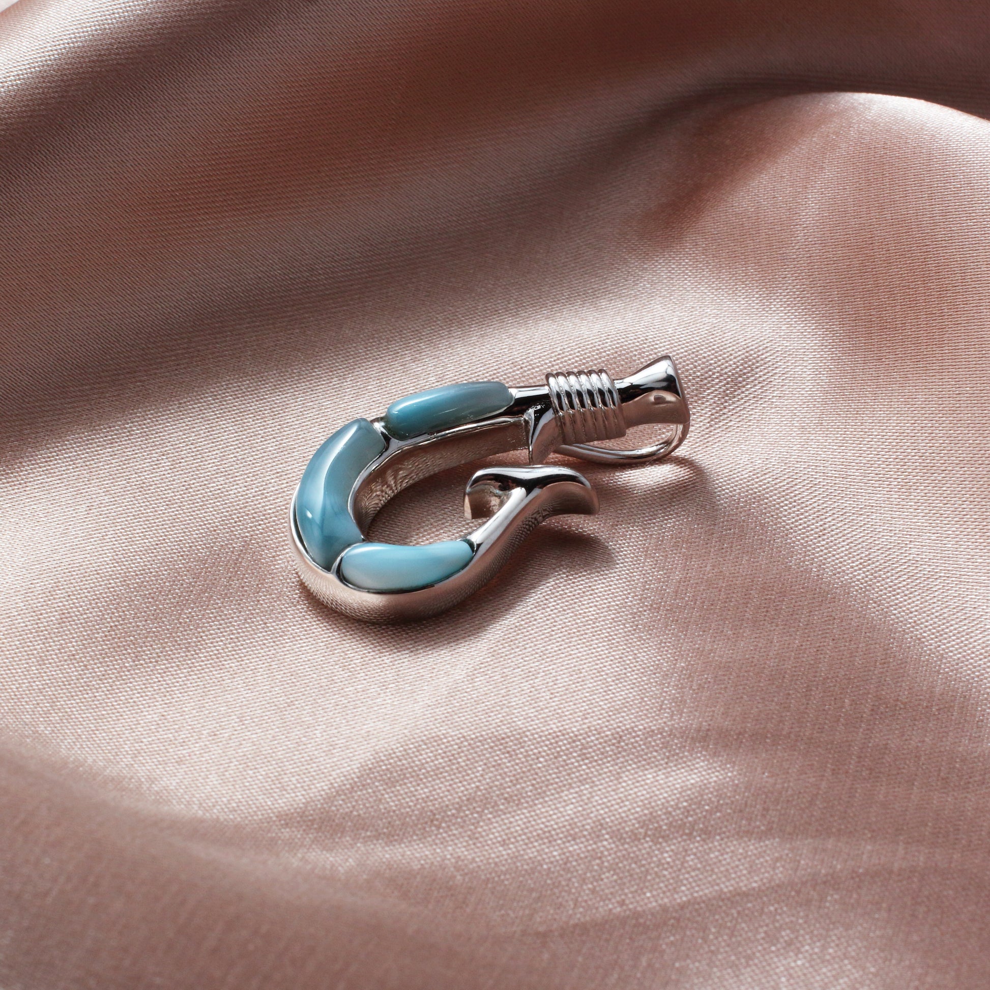 Larimar Gemstone Fish Hook Necklace - Chainstones