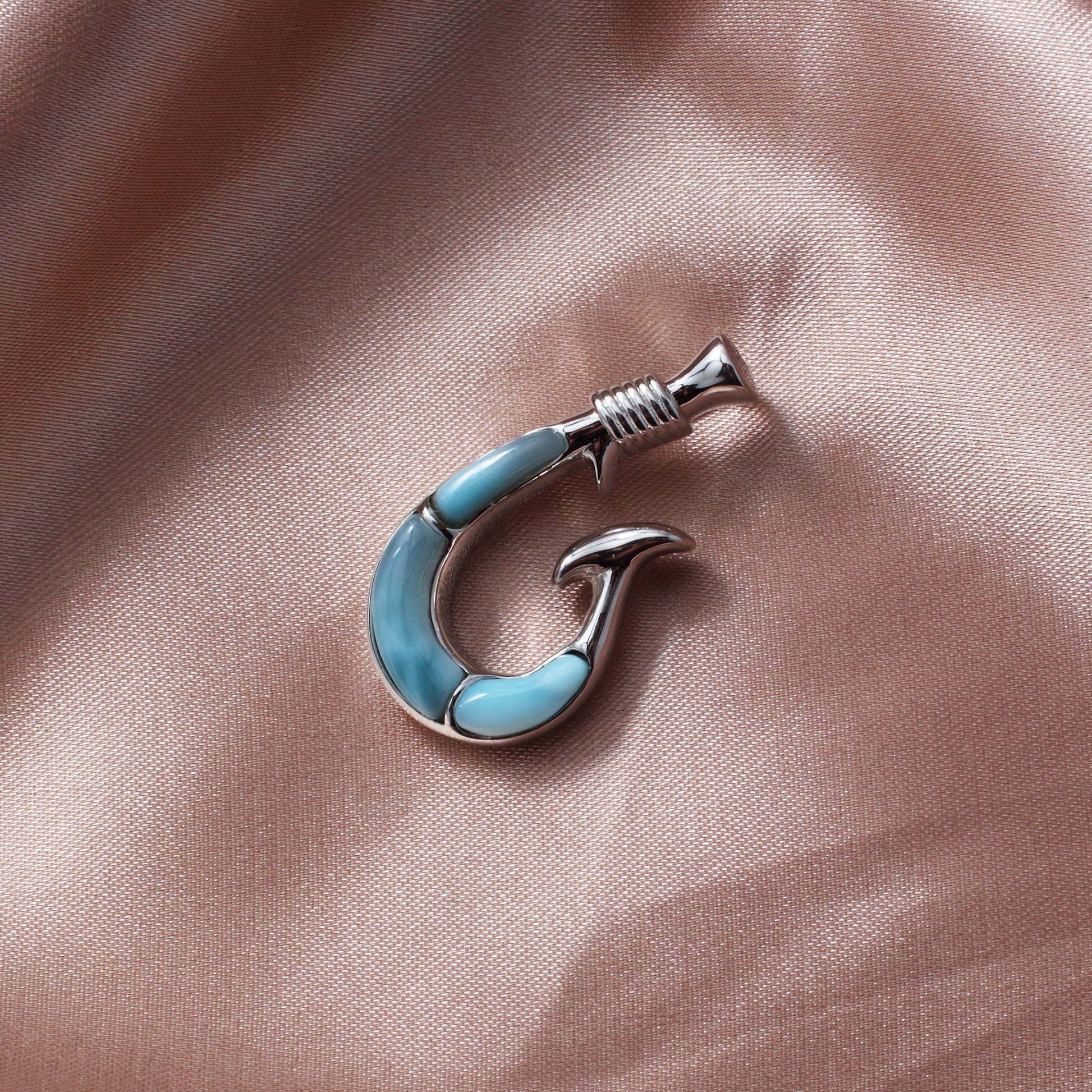 Larimar Gemstone Fish Hook Necklace - Chainstones