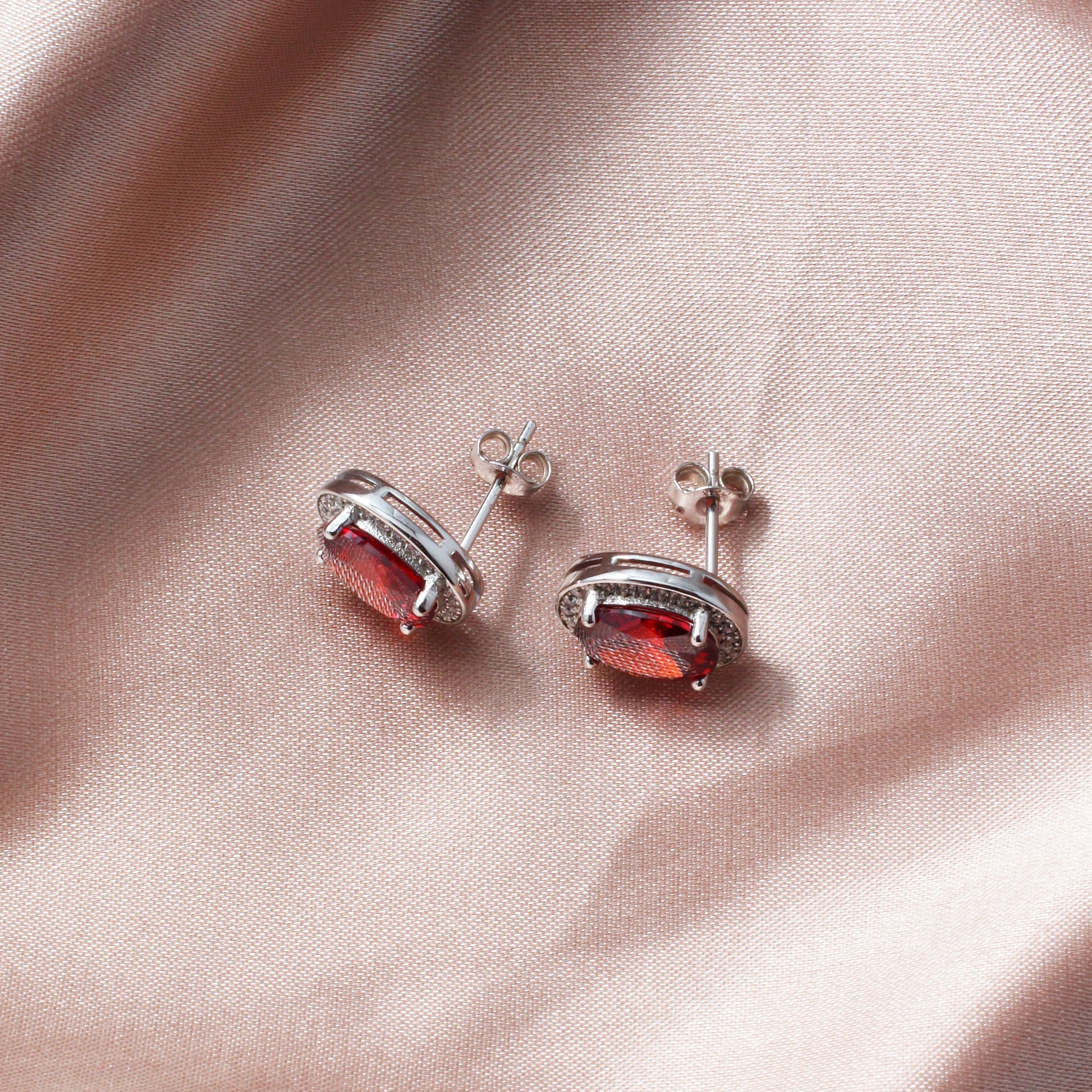 Cubic Zirconia Gemstones Silver Earrings - Chainstones
