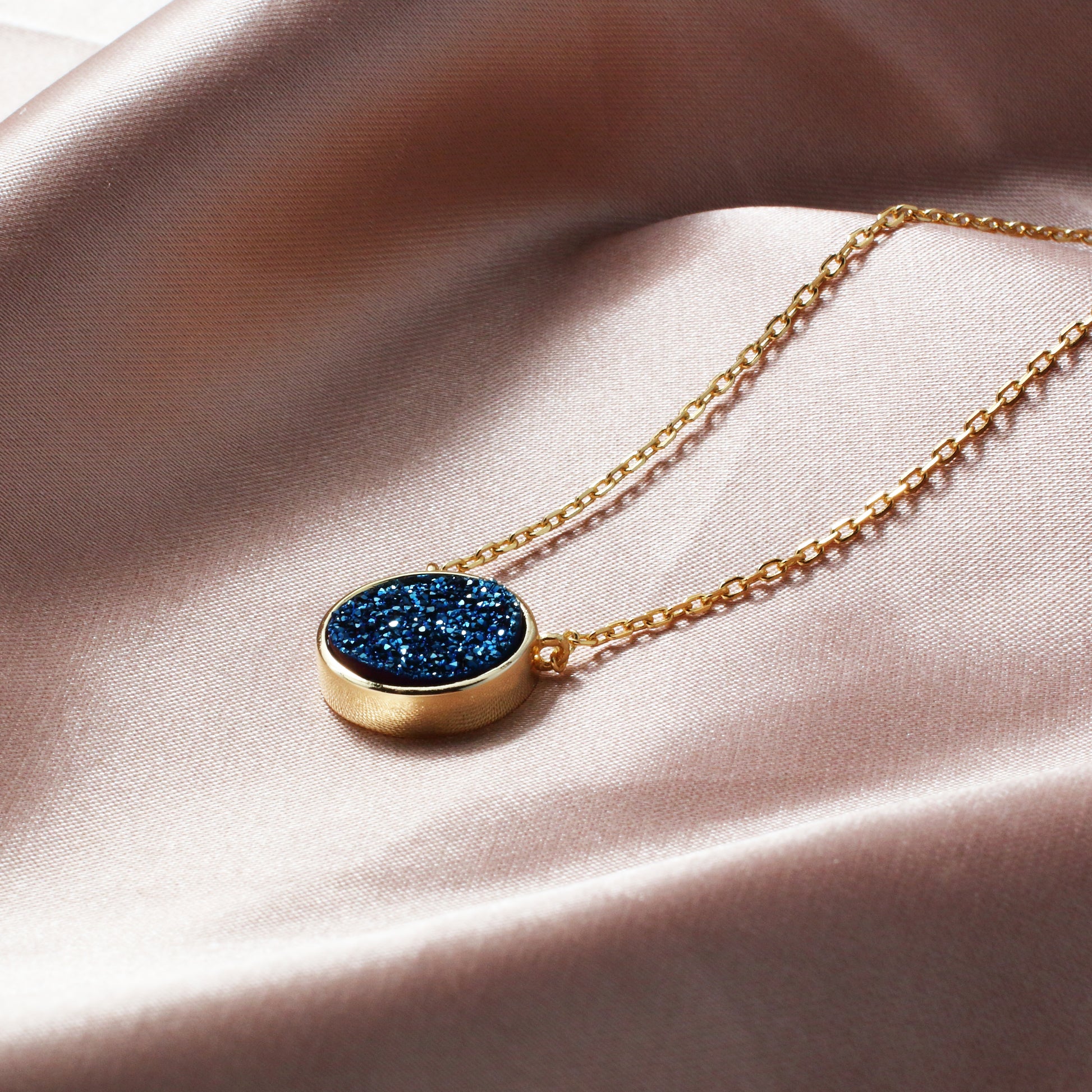Blue Druzy Quartz Gemstones Necklace - Chainstones