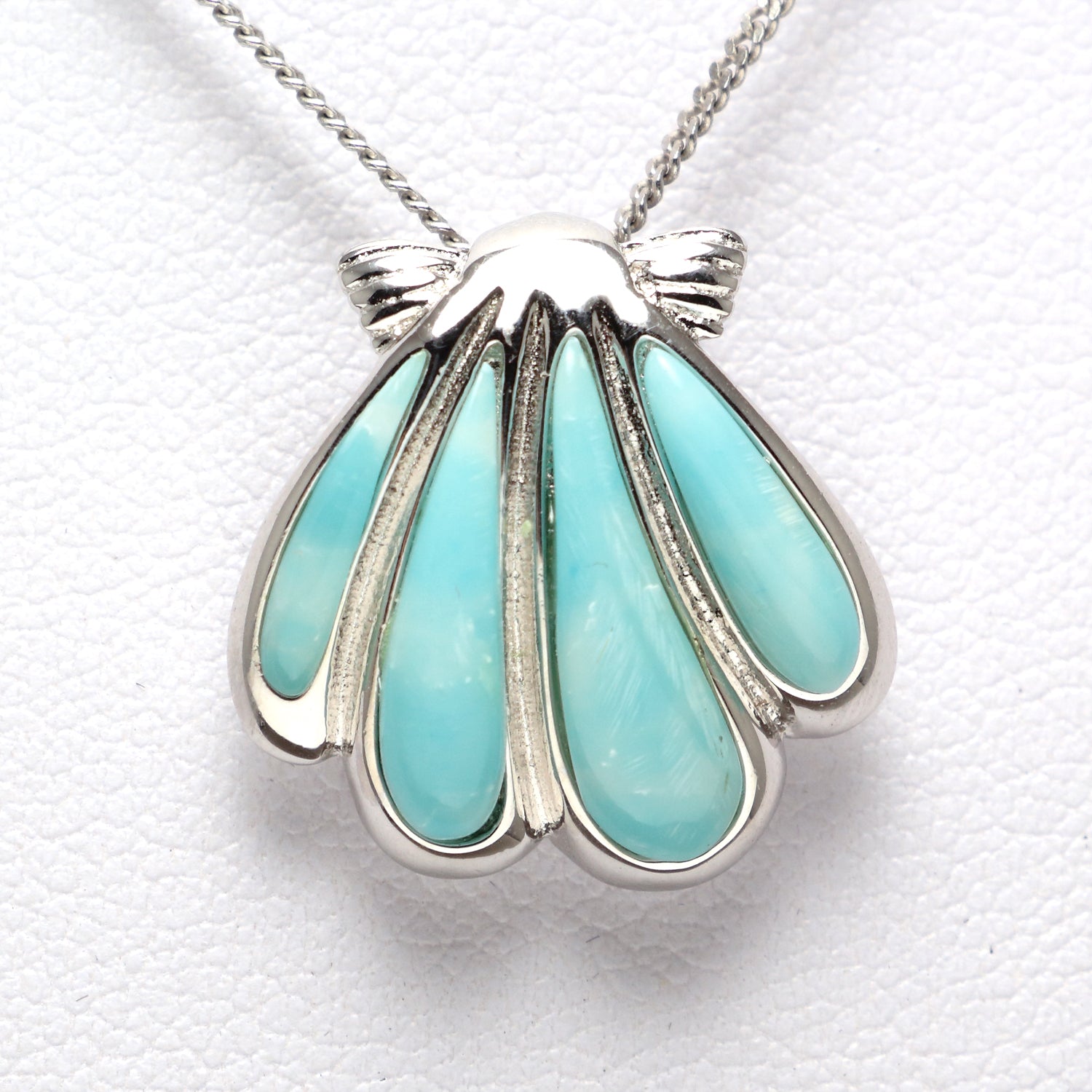 Shell 925 Sterling Silver Larimar Necklace - Chainstones
