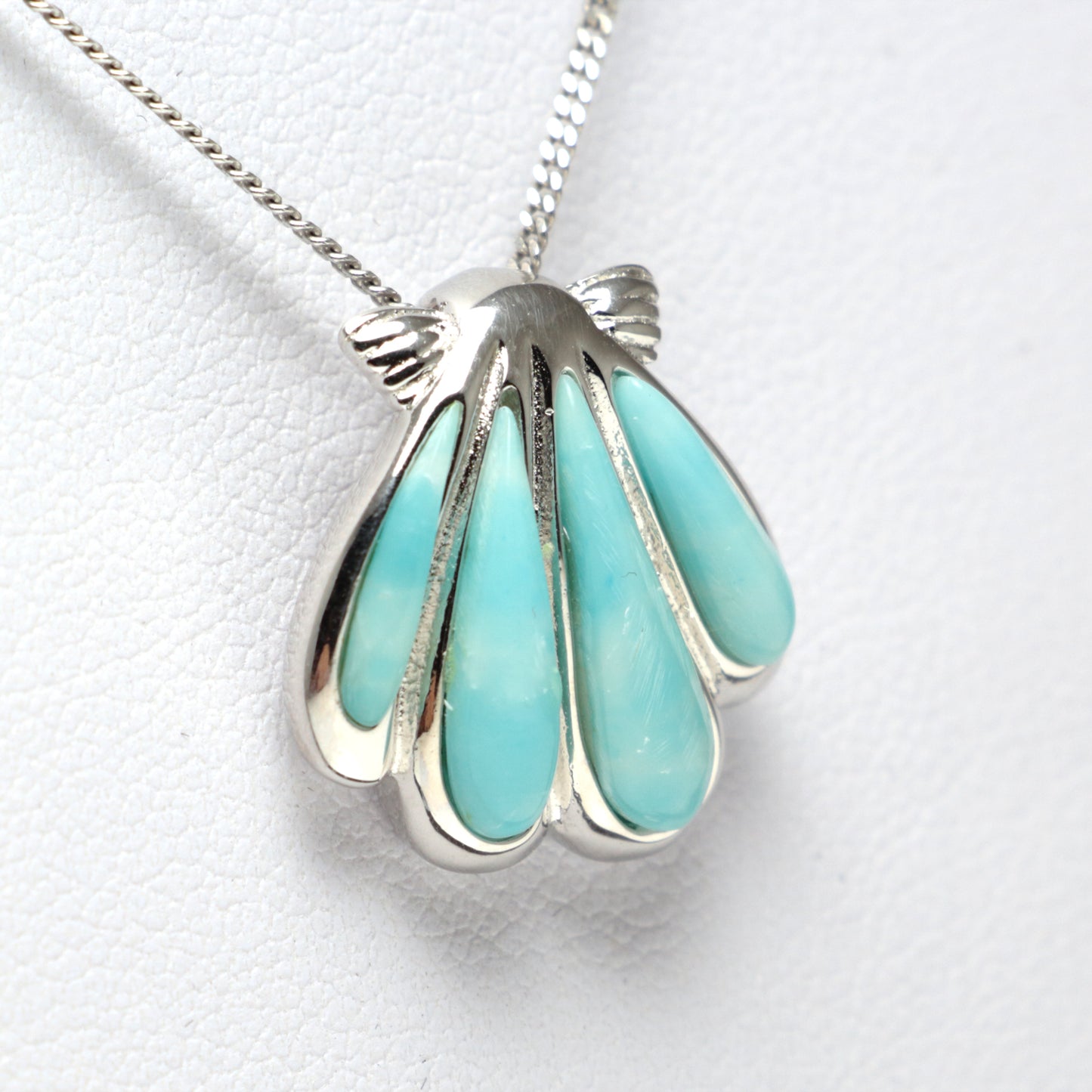 Shell 925 Sterling Silver Larimar Necklace - Chainstones
