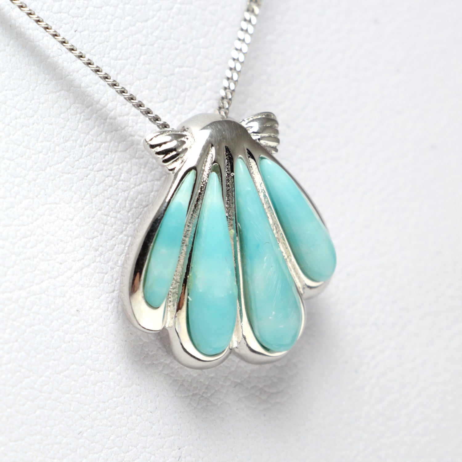 Shell 925 Sterling Silver Larimar Necklace - Chainstones