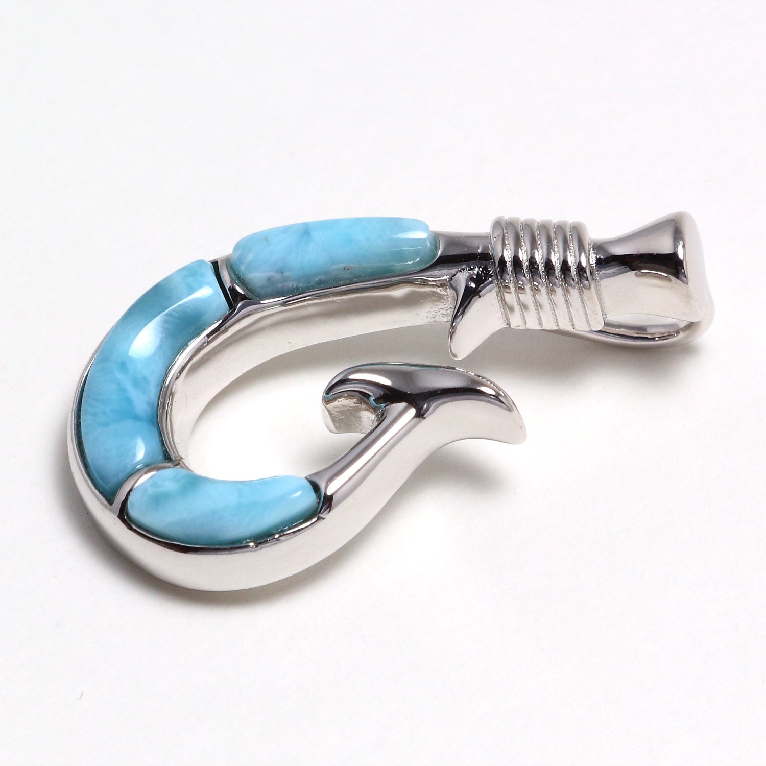 Larimar Gemstone Fish Hook Necklace - Chainstones