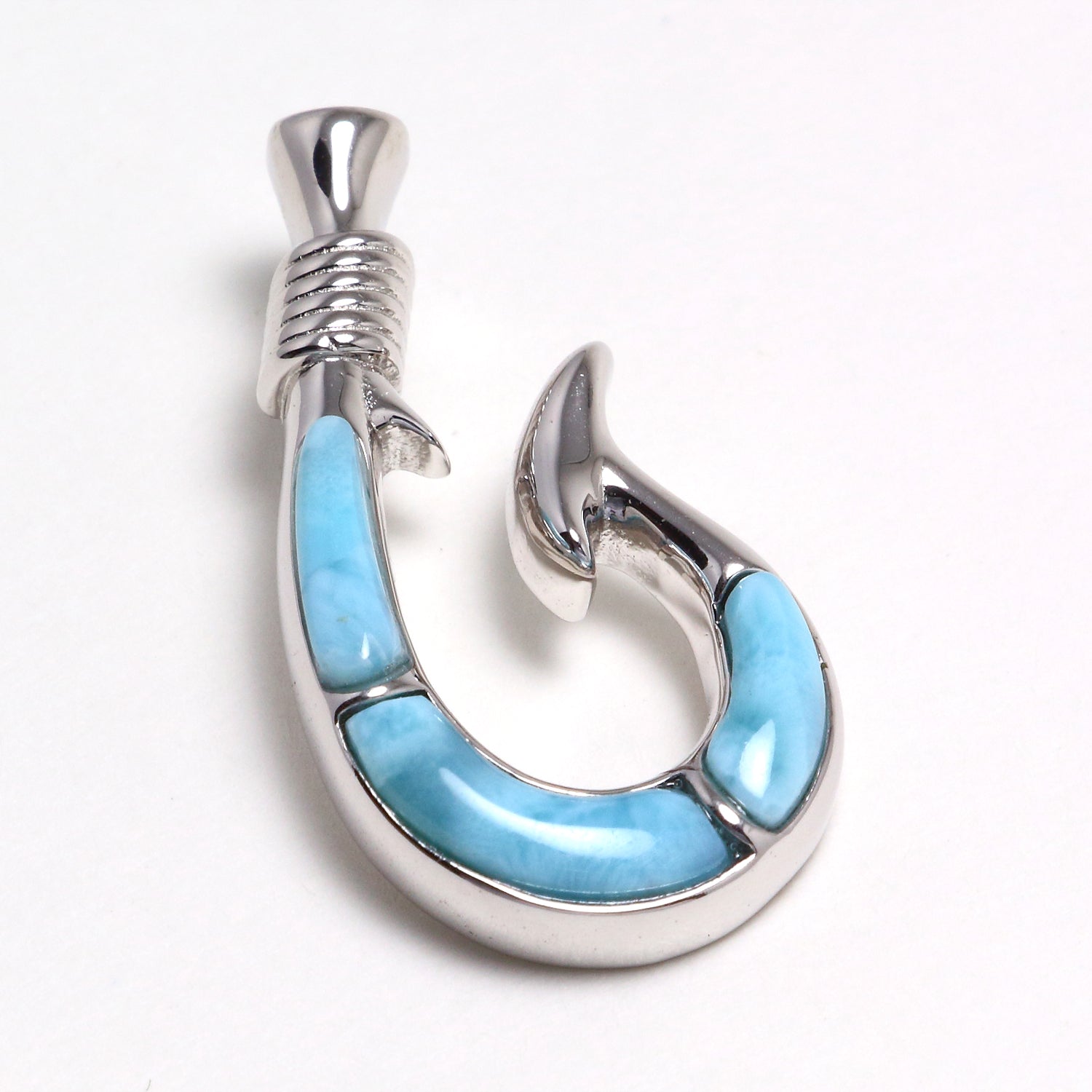 Larimar Gemstone Fish Hook Necklace - Chainstones