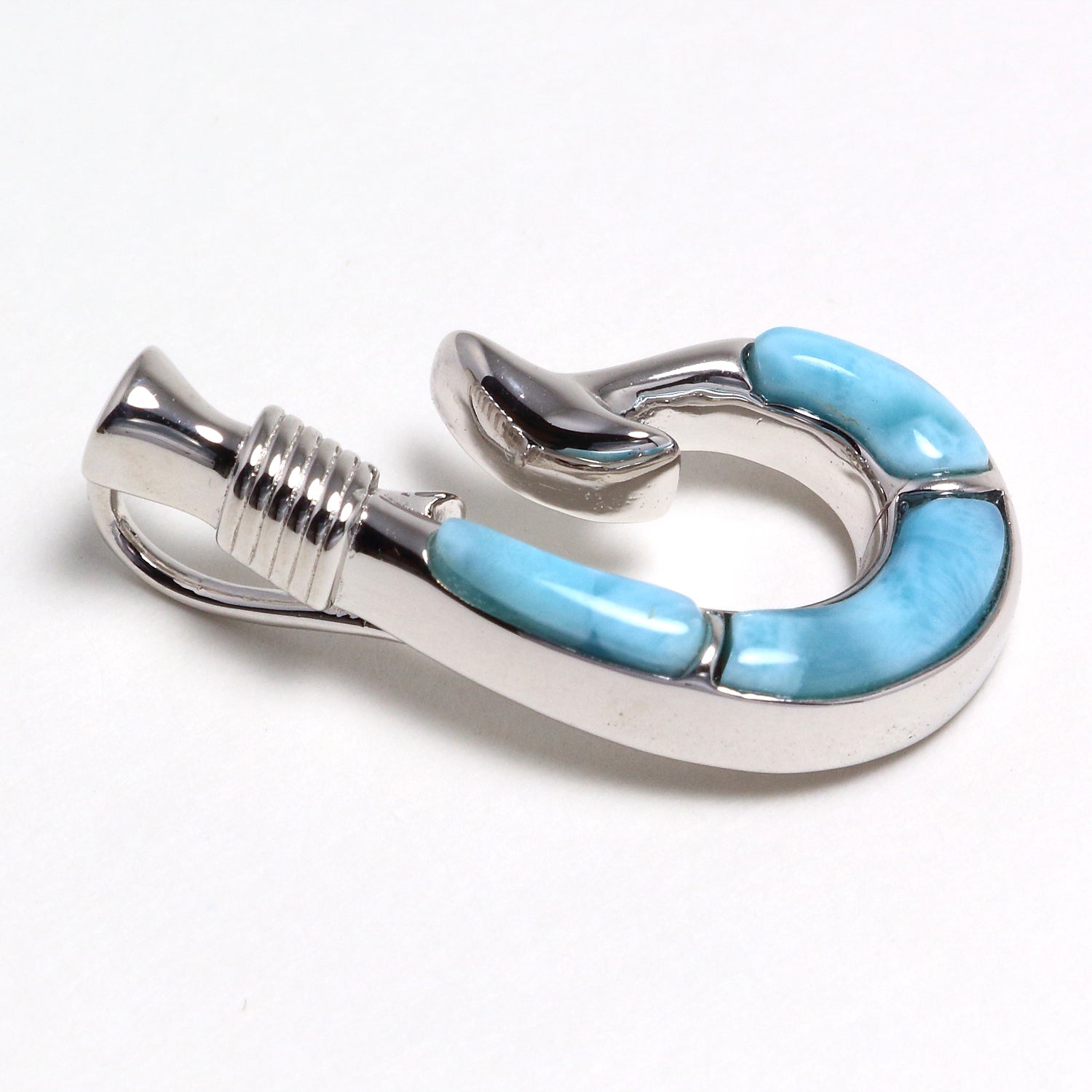 Larimar Gemstone Fish Hook Necklace - Chainstones