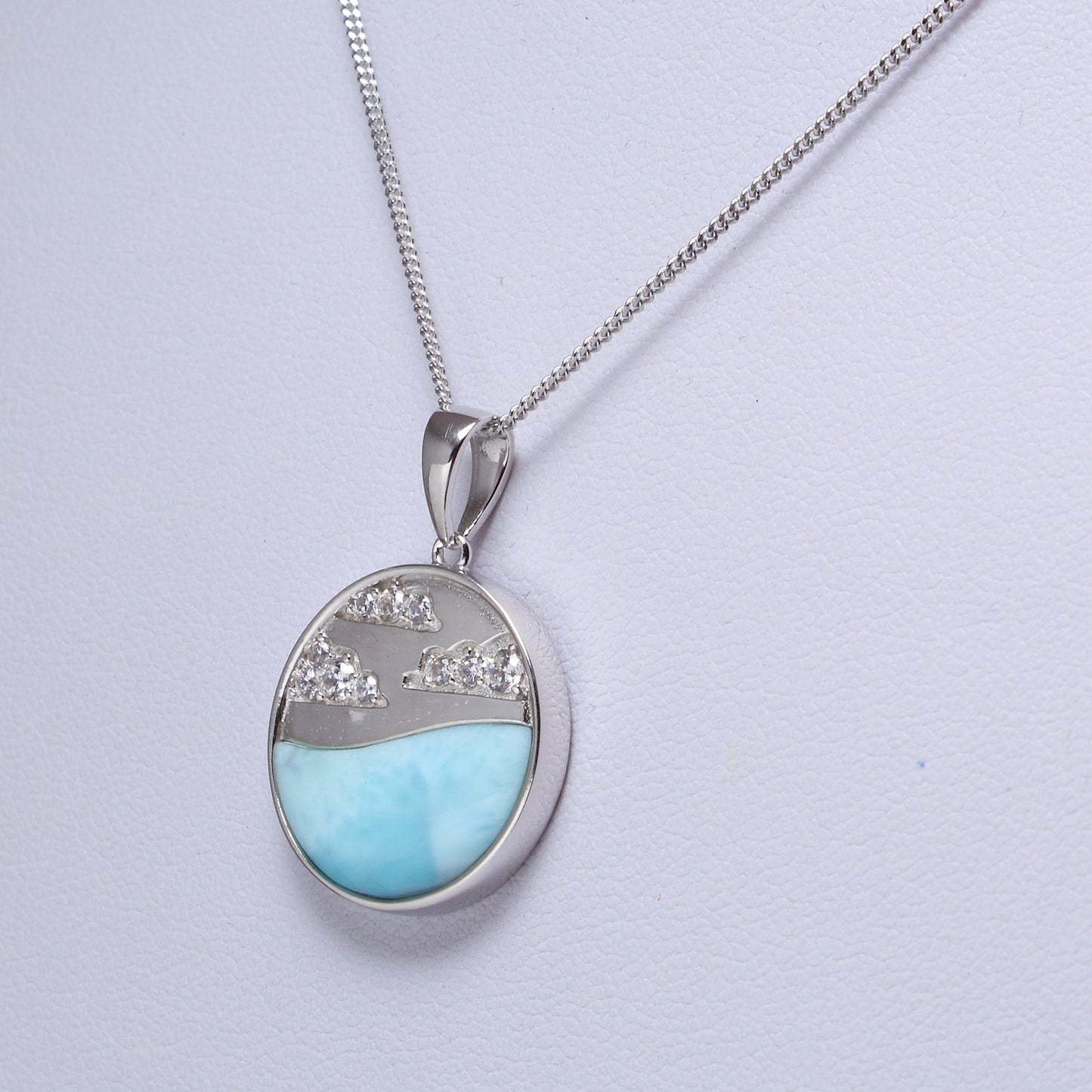 Larimar 925 Sterling Silver Necklace - Chainstones