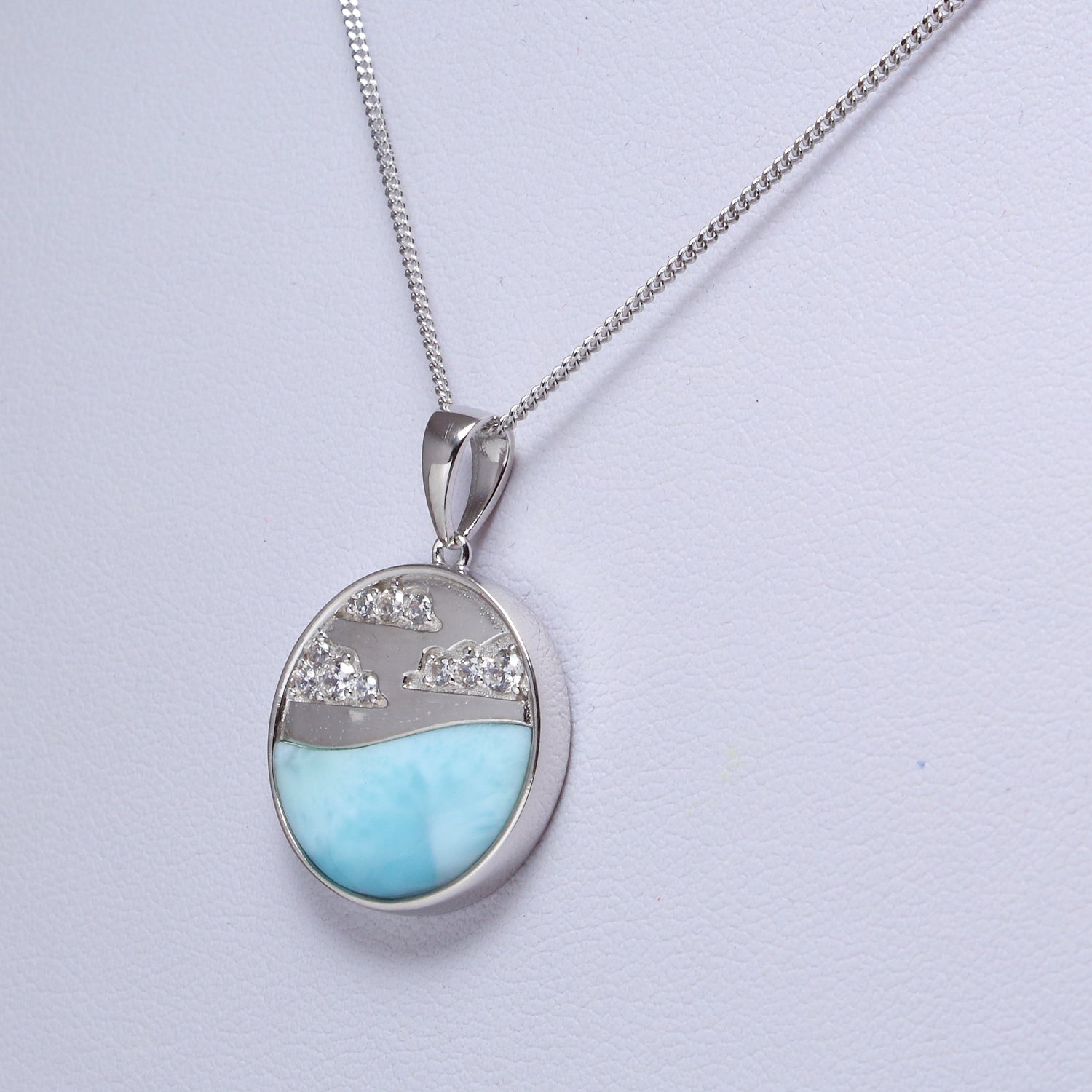 Larimar 925 Sterling Silver Necklace - Chainstones