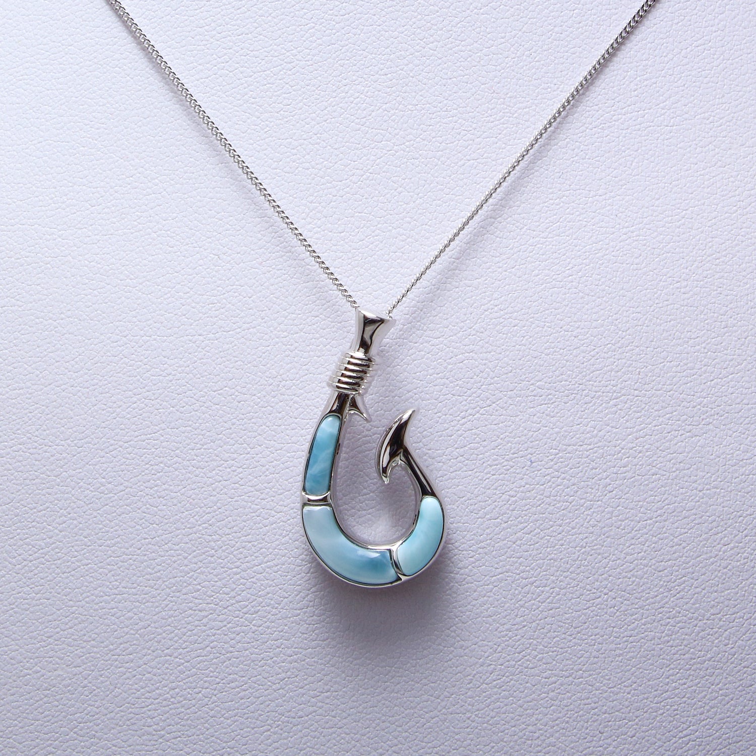 Larimar Gemstone Fish Hook Necklace - Chainstones