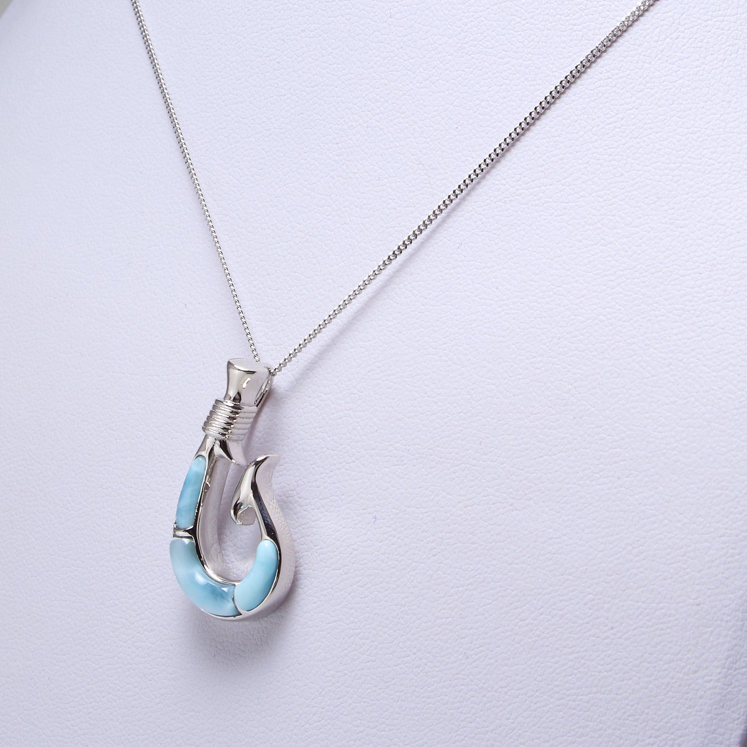 Larimar Gemstone Fish Hook Necklace - Chainstones