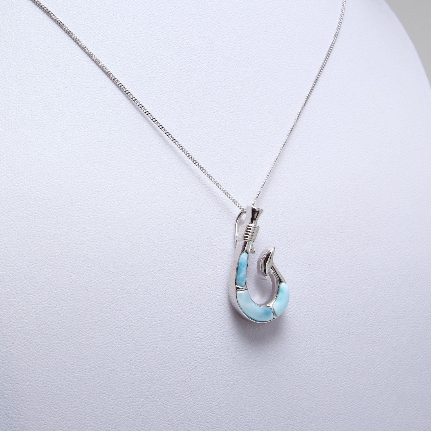 Larimar Gemstone Fish Hook Necklace - Chainstones