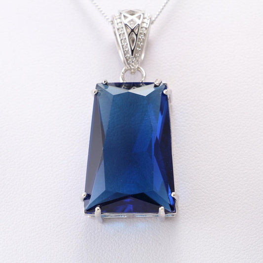 London Blue Topaz Gemstone Necklace Pendant - Chainstones