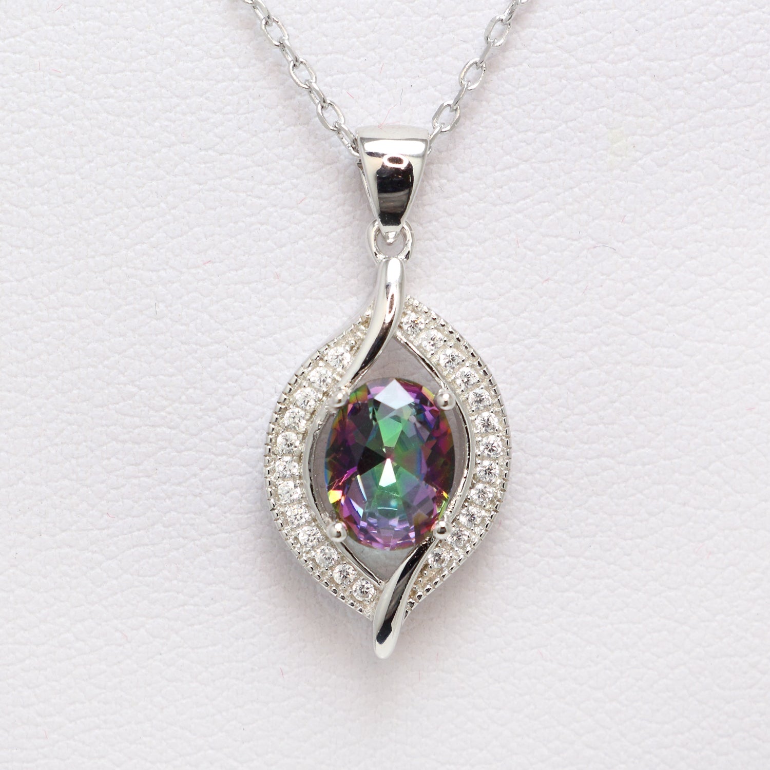 925 Sterling Silver Mystic Topaz Necklace - Chainstones