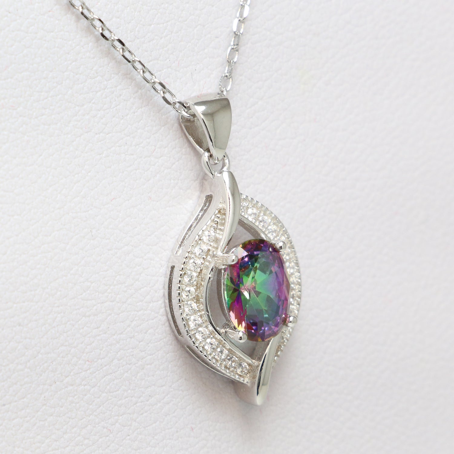 925 Sterling Silver Mystic Topaz Necklace - Chainstones