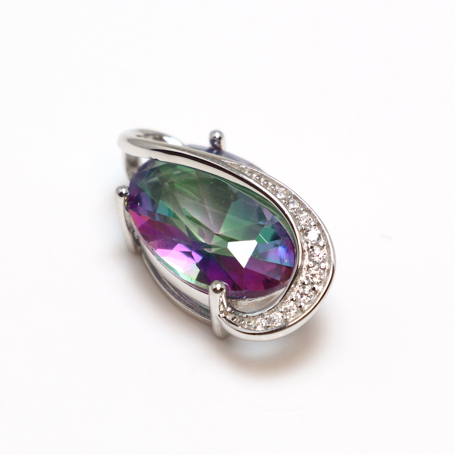 Mystic Topaz 925 Sterling Silver CZ Necklace - Chainstones
