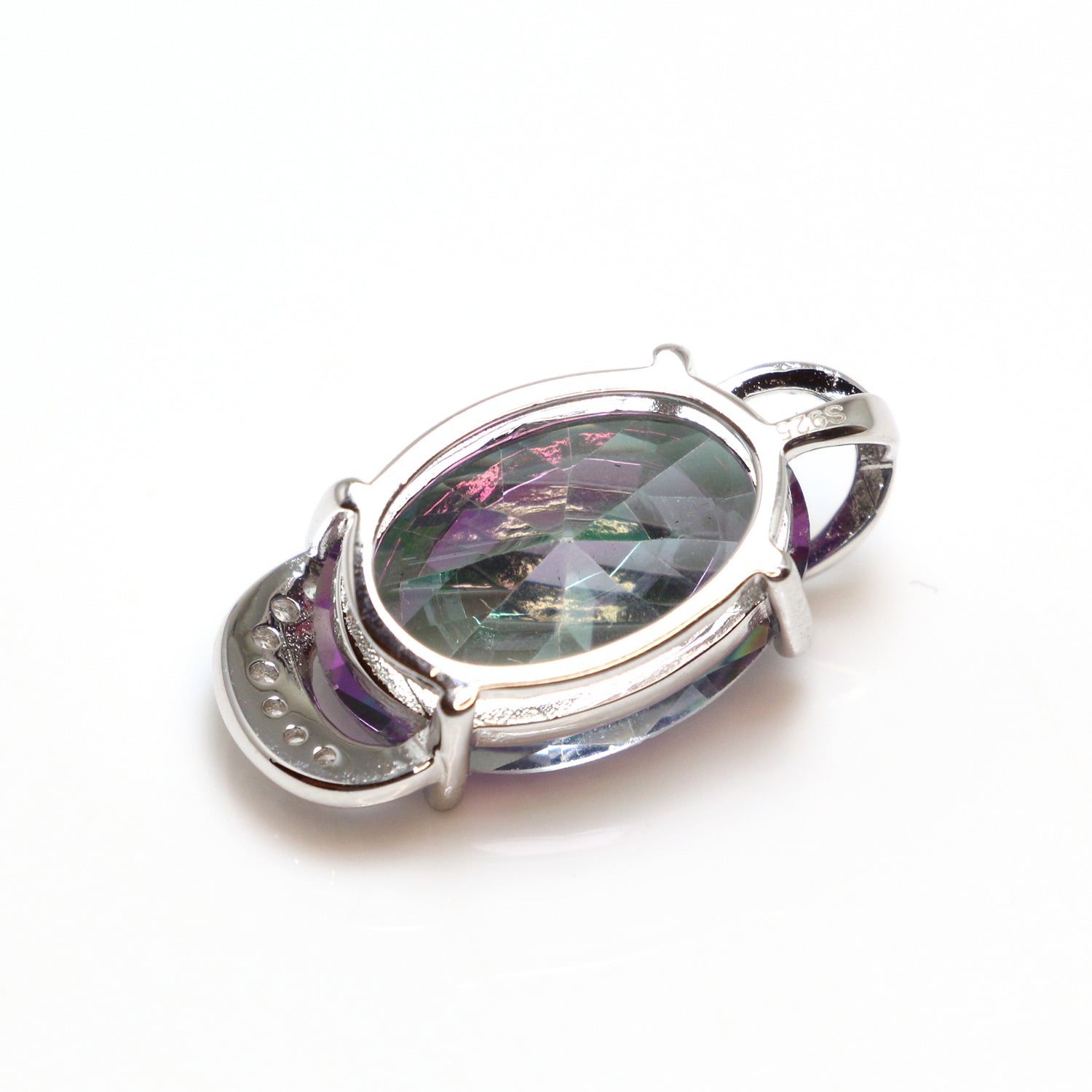 Mystic Topaz 925 Sterling Silver CZ Necklace - Chainstones