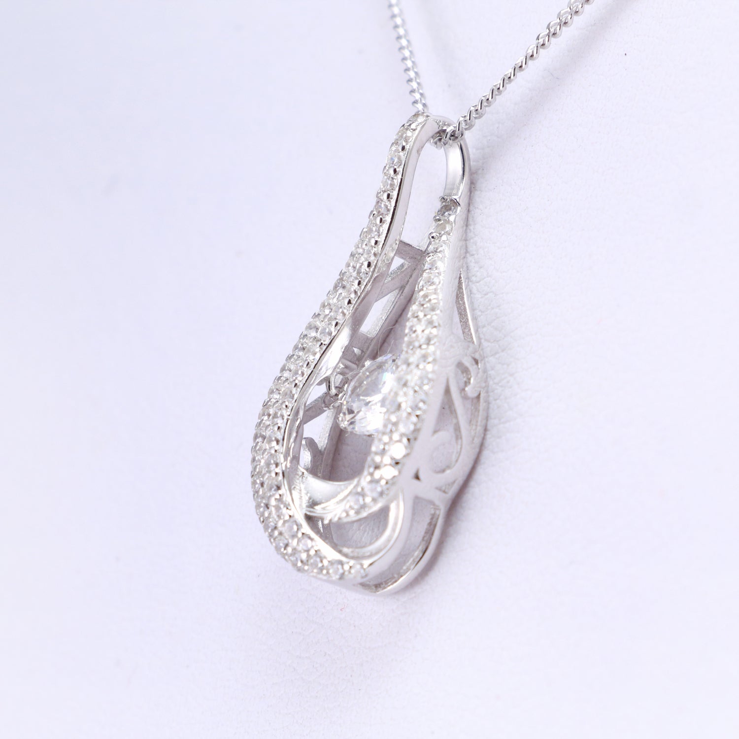 Cubic Zirconia Gemstones Silver Necklace - Chainstones