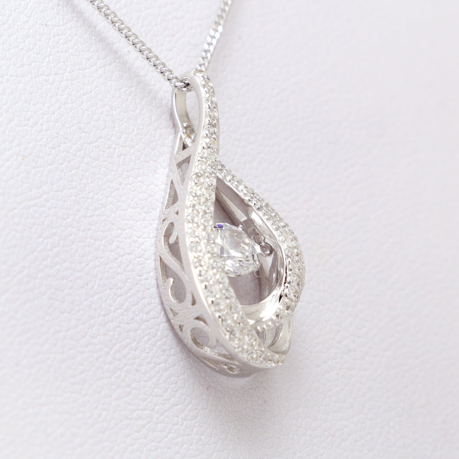 Cubic Zirconia Gemstones Silver Necklace - Chainstones