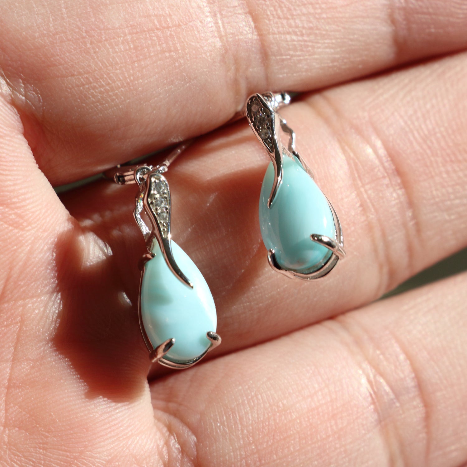 Natural Larimar Earrings 