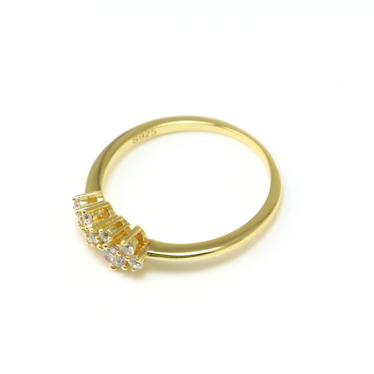 Gold CZ Ring 925 Sterling Silver - Chainstones
