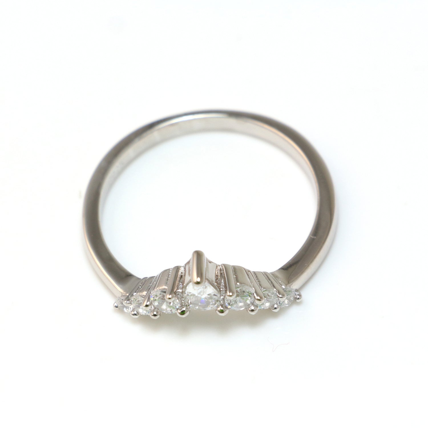 White CZ 925 Sterling Silver Ring - Chainstones