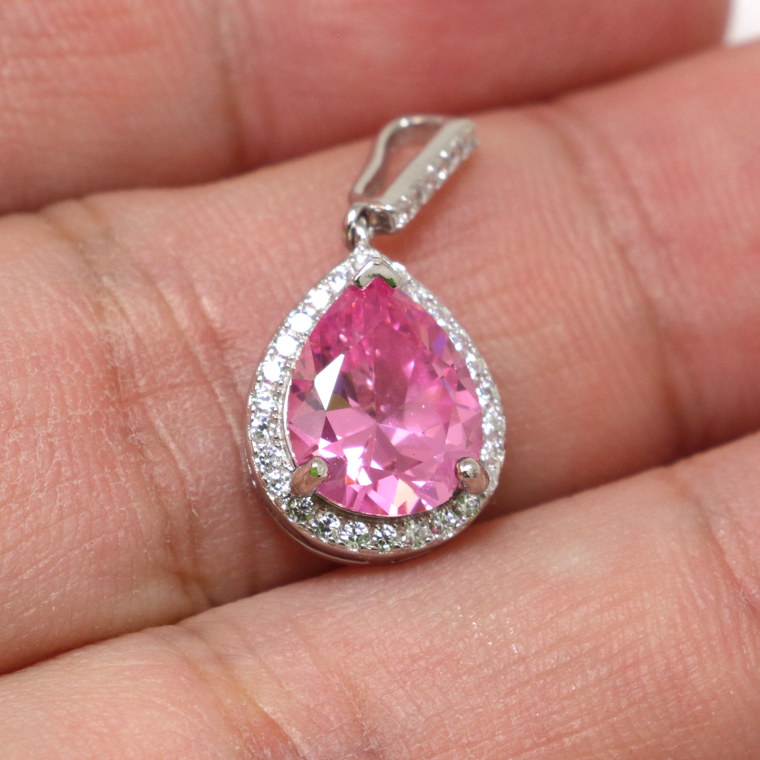 Pink Cubic Zirconia Necklace - Chainstones