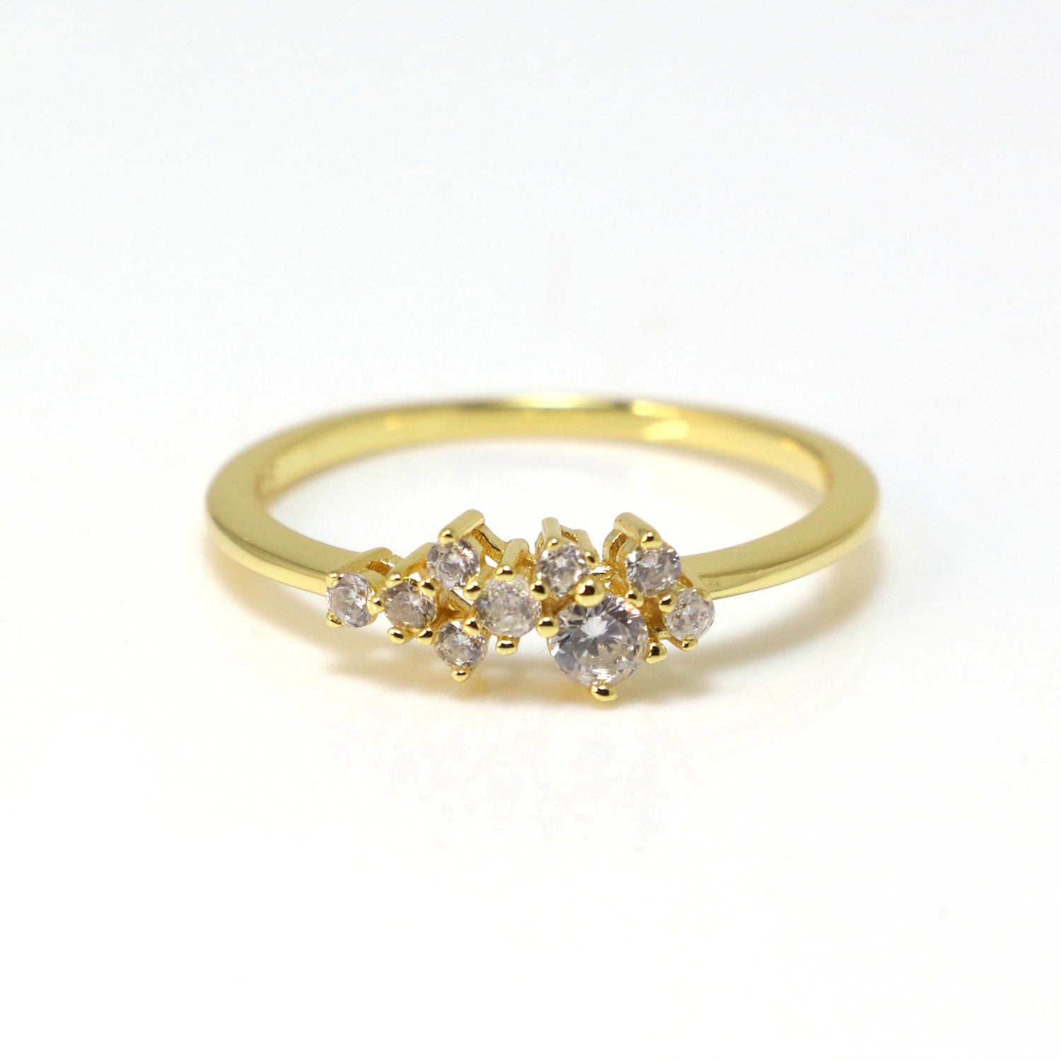 Gold CZ Ring 925 Sterling Silver - Chainstones