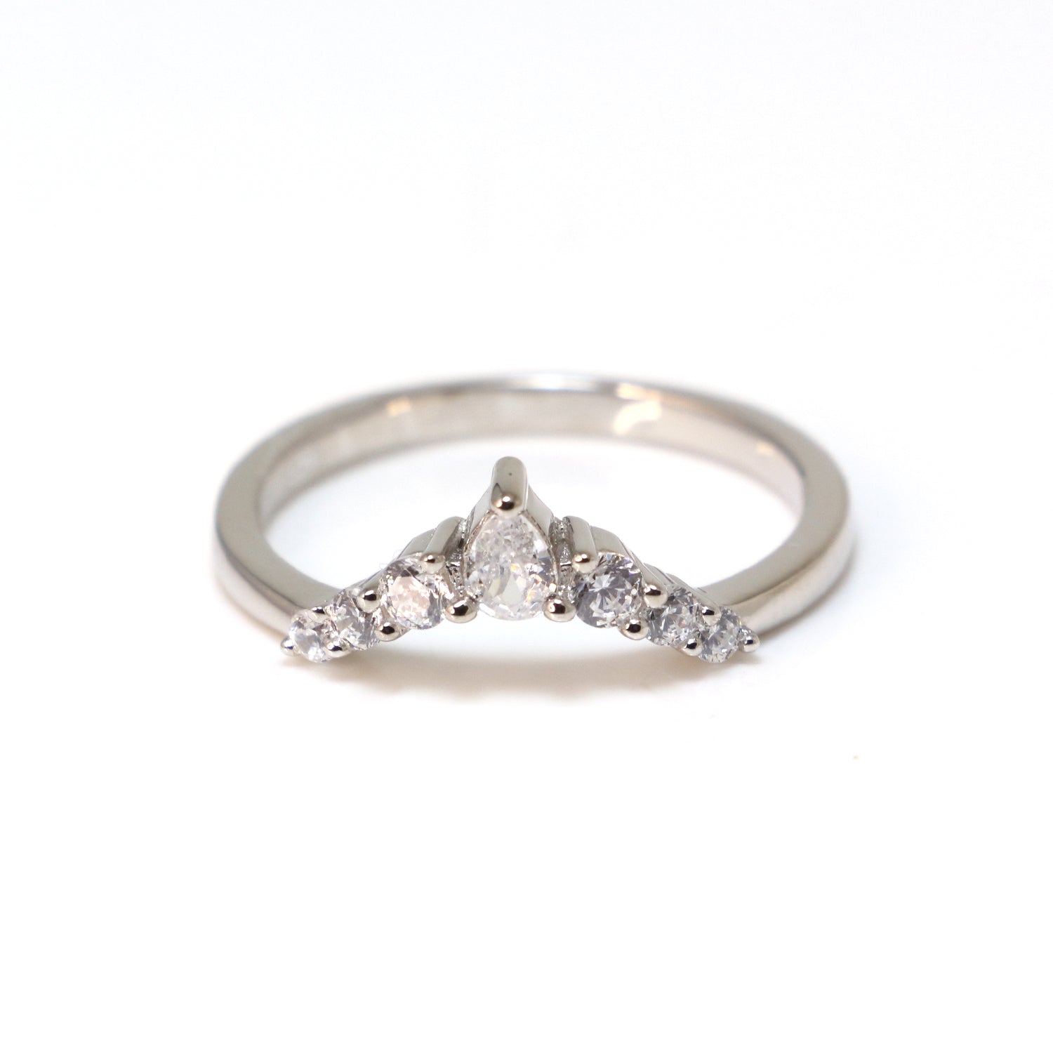 White CZ 925 Sterling Silver Ring - Chainstones