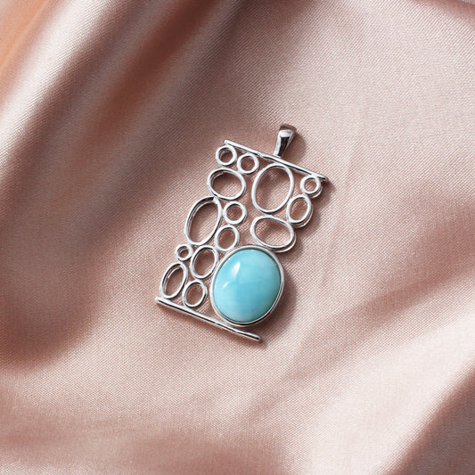 Larimar Gemstone 925 Sterling Silver Necklace - Chainstones