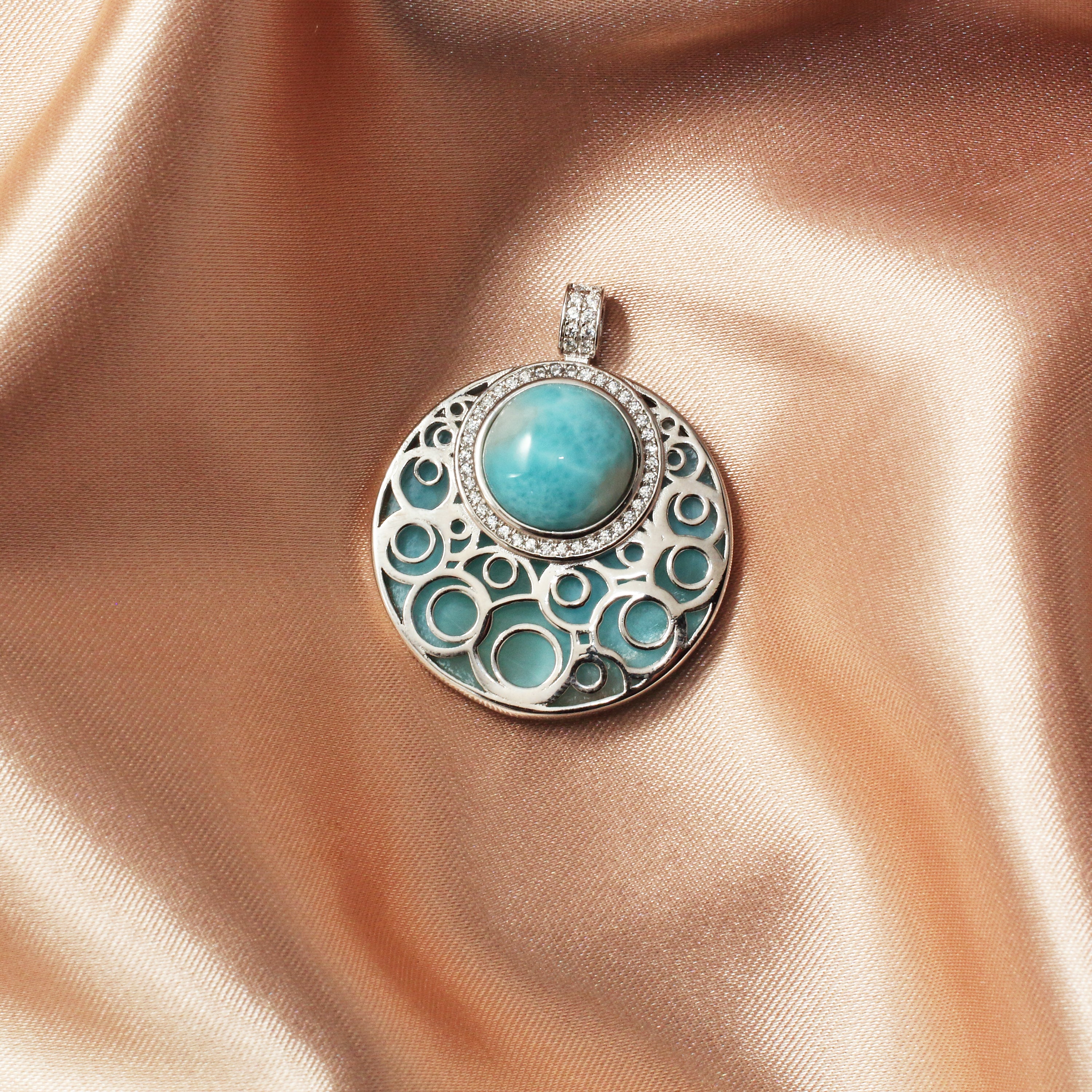 Larimar Gemstone 925 Sterling Silver Necklace