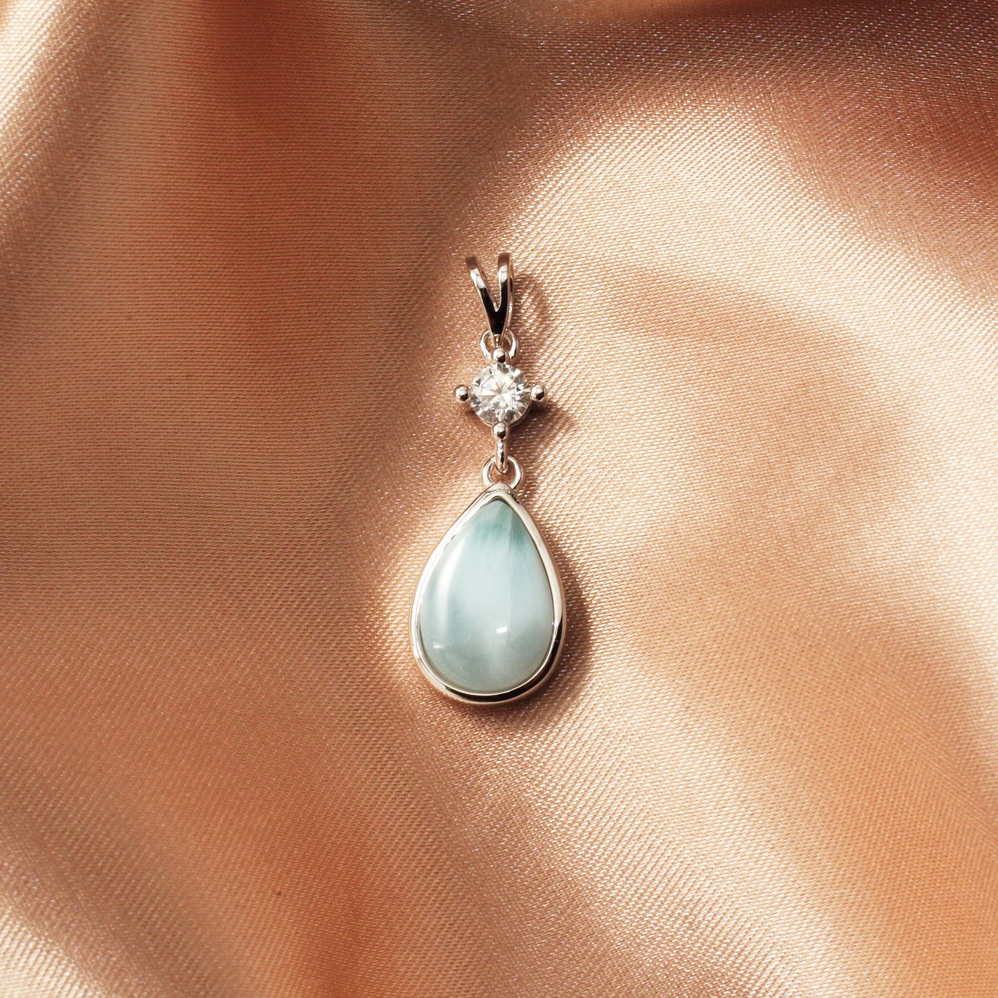 Larimar Teardrop Pendant Necklace - Chainstones