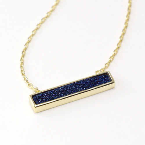 Blue Druzy Quartz Gemstones Necklace