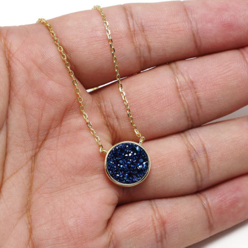 Blue Druzy Quartz Gemstones Necklace - Chainstones