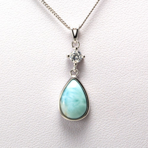 Larimar Teardrop Pendant Necklace - Chainstones