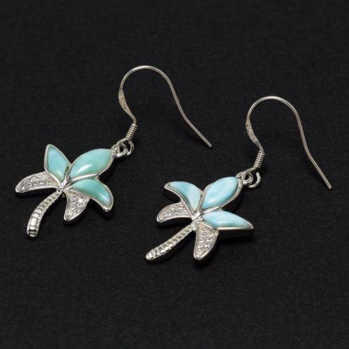 Larimar Gemstones Palm Tree Earrings - Chainstones