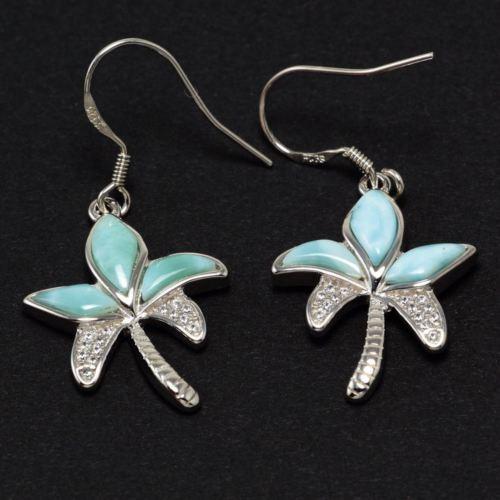 Larimar Gemstones Palm Tree Earrings - Chainstones