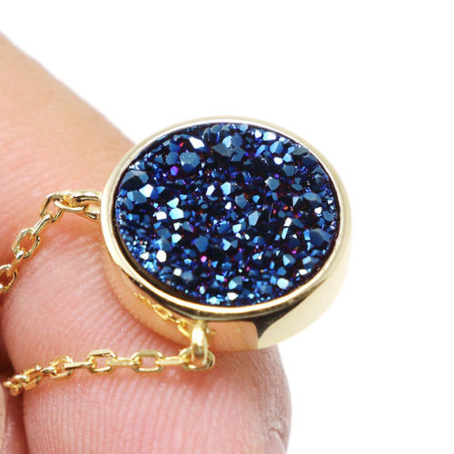 Blue Druzy Quartz Gemstones Necklace - Chainstones